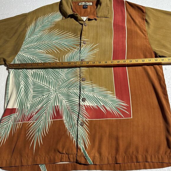 Tommy Bahama 100% Silk Hawaiian Camp Button Shirt Mens Size XL Large Palm Tree - Picture 8 of 11